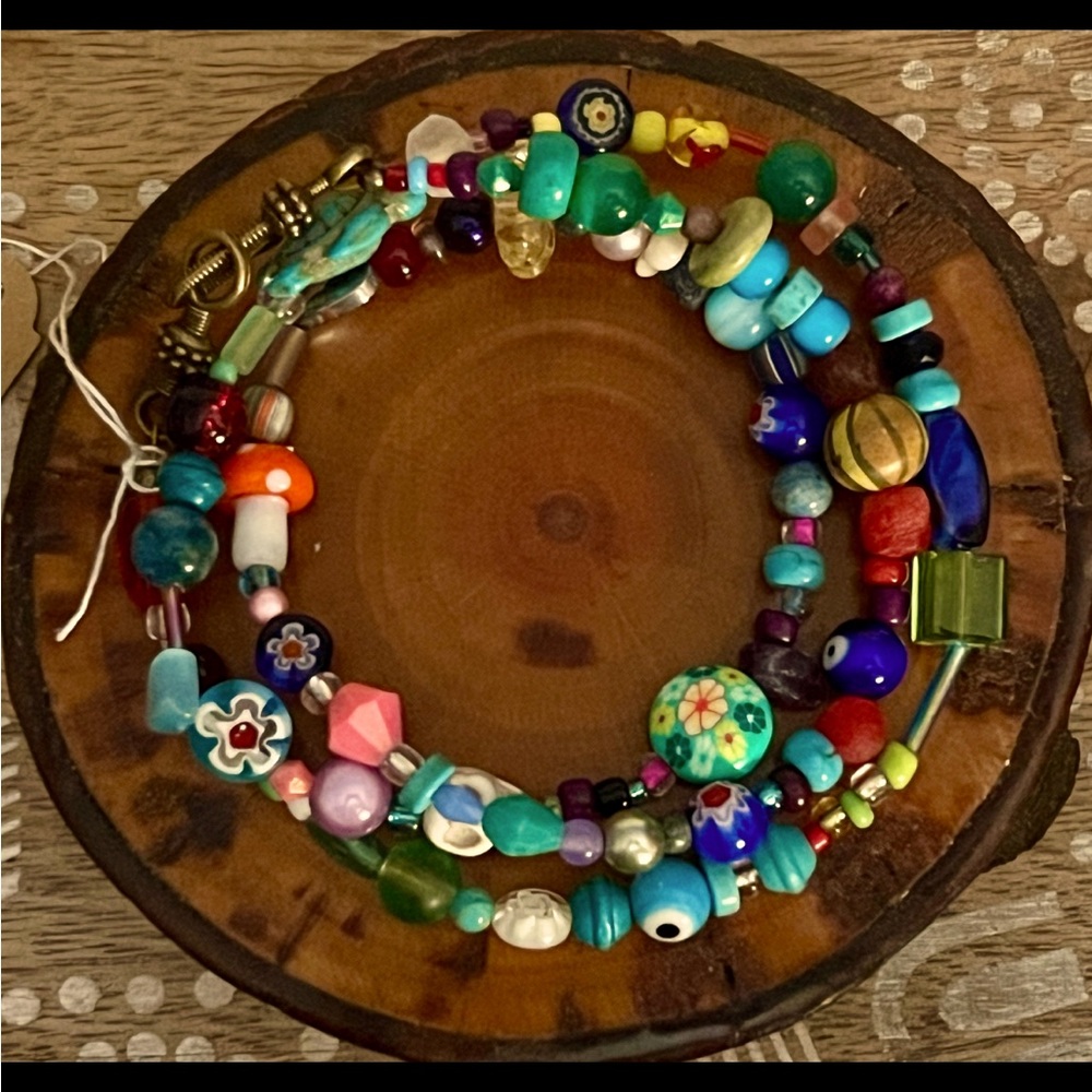 Summer Chunky Y2K Choker/Wrap Around Bracelet Colorful Glass Beaded Necklace